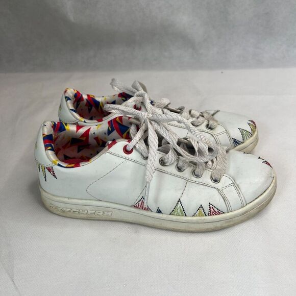 Skechers White Colorful Omne Scribble Lace Up Low Top Sneakers Sz 3 - Picture 2 of 9